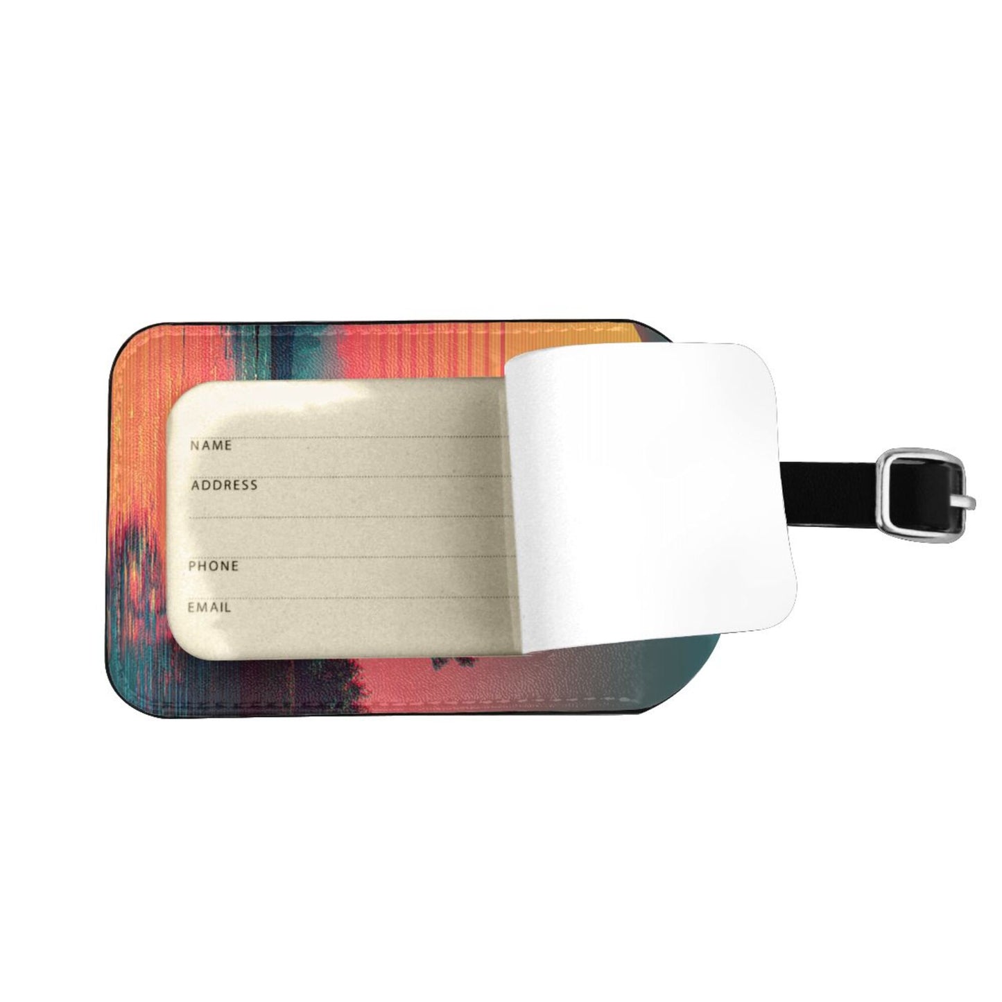 Sunset Lake Tree Luggage Tag – PU Travel ID Label with Adjustable Strap