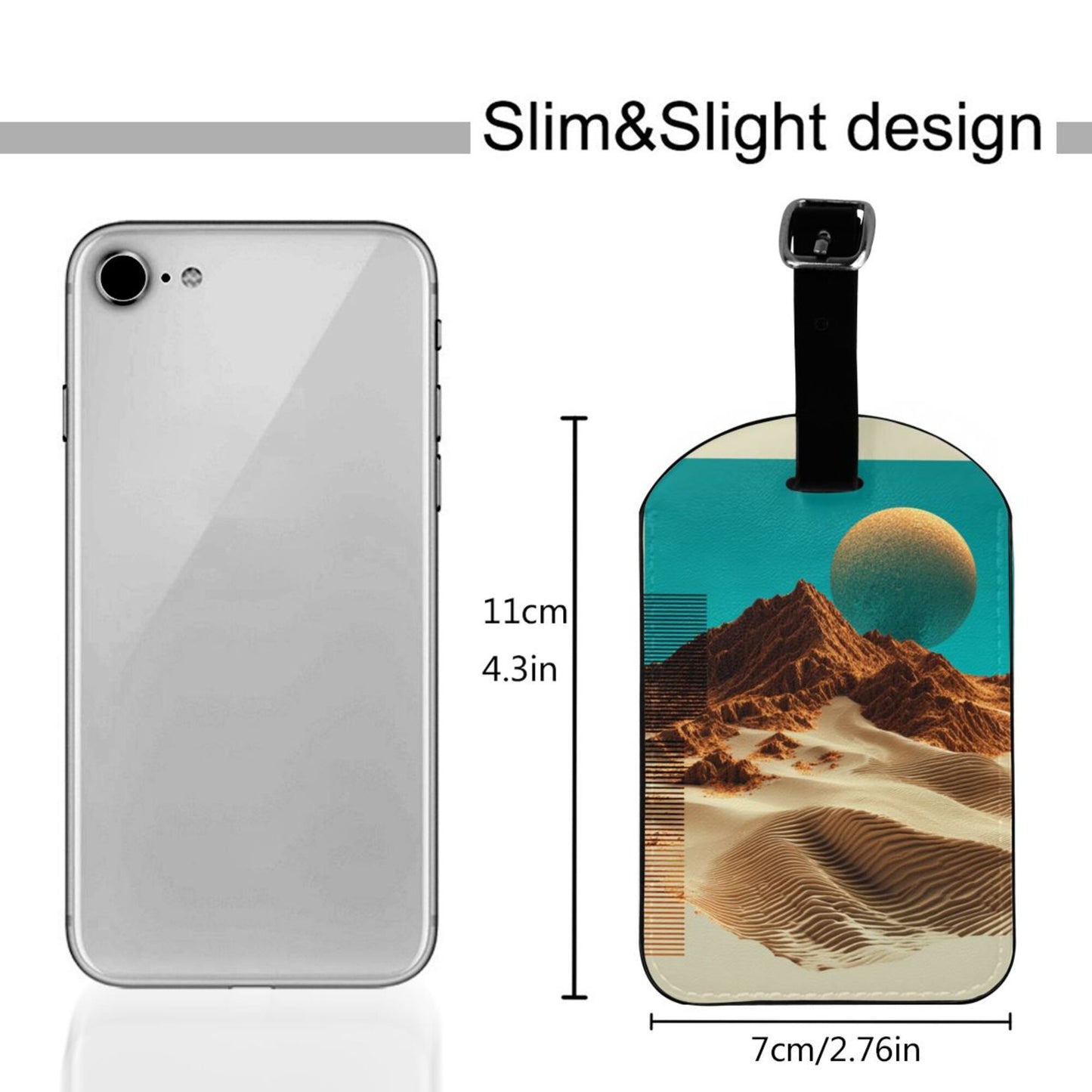 Desert Planet Sci-Fi Luggage Tag – PU Travel ID Tag with Adjustable Strap