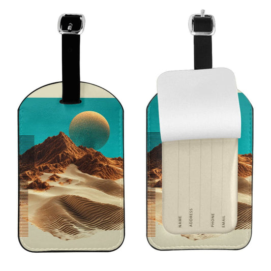 Desert Planet Sci-Fi Luggage Tag – PU Travel ID Tag with Adjustable Strap