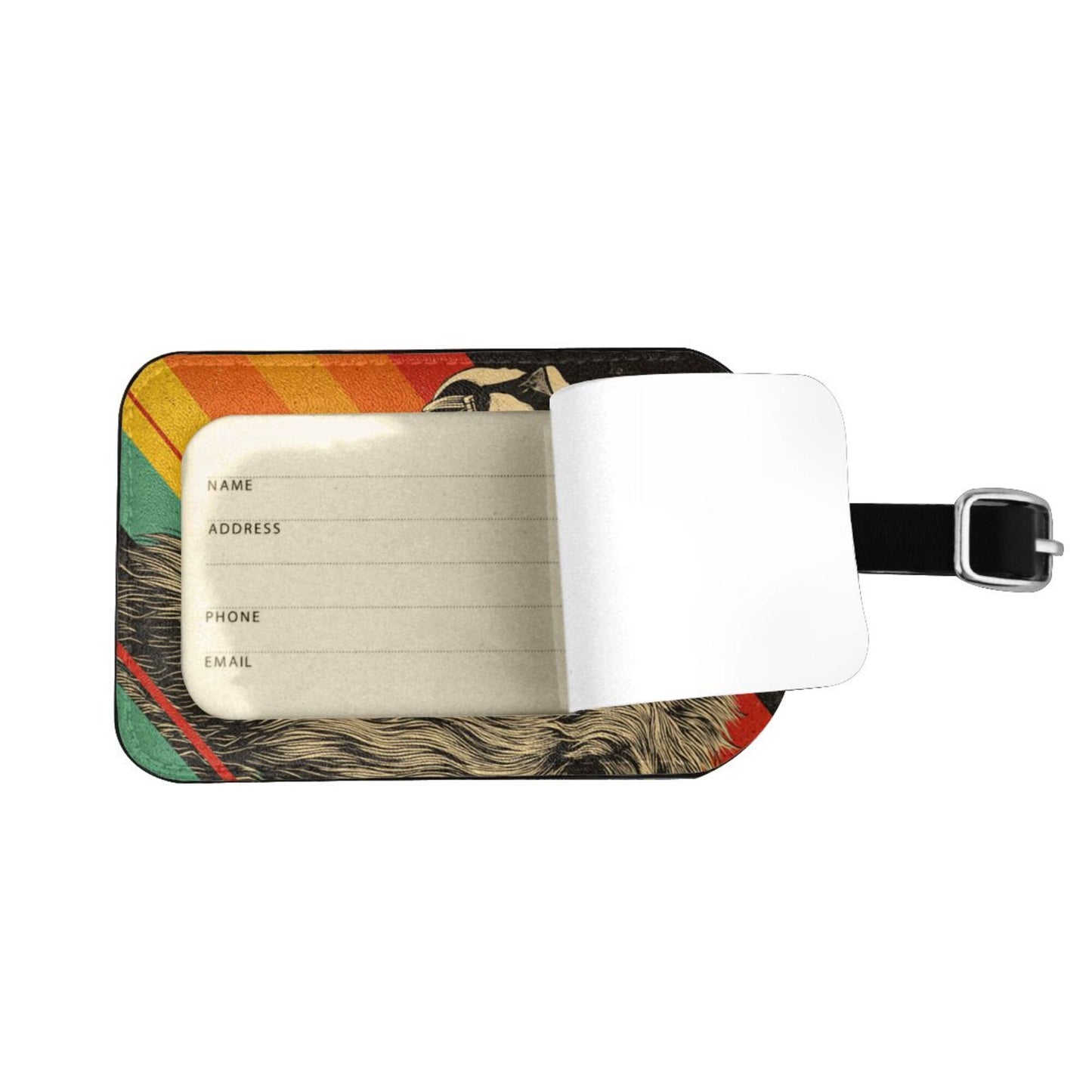 Roaring Lion Retro Stripe Luggage Tag – PU Travel ID Label with Strap